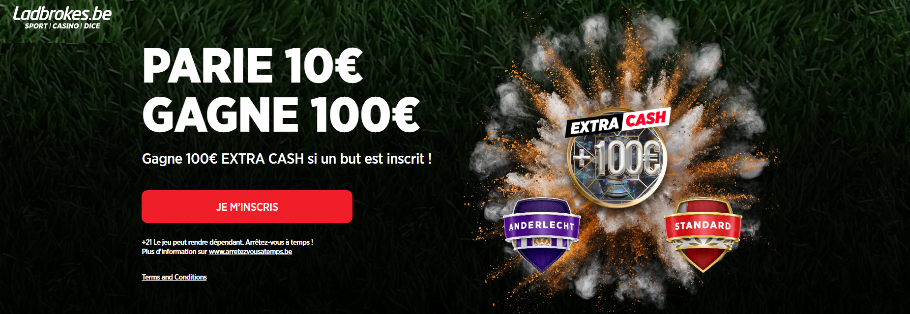 Extra Cash de 100€ sur Ladbrokes lors du match Anderlecht-Standard