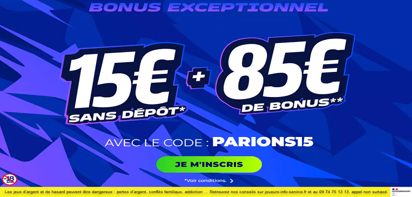 Bonus de bienvenue exceptionnel Parions Sport